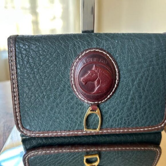 Leslie Fay Dark Green Wallet with Leather Trim-Vintage - Picture 2 of 6